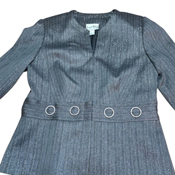JOSEPH RIBKOFF Button Front  Lined Blazer Metallic Thread Rhinestone Detail 12 - Picture 9 of 13